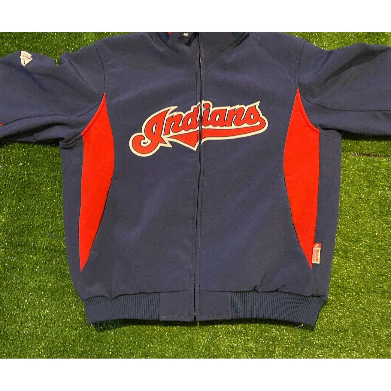 Cleveland Indians Jacket mens medium blue red full zip stretch insulated Y2K