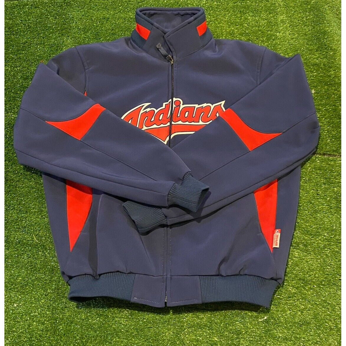 Cleveland Indians Jacket mens medium blue red full zip stretch insulated Y2K