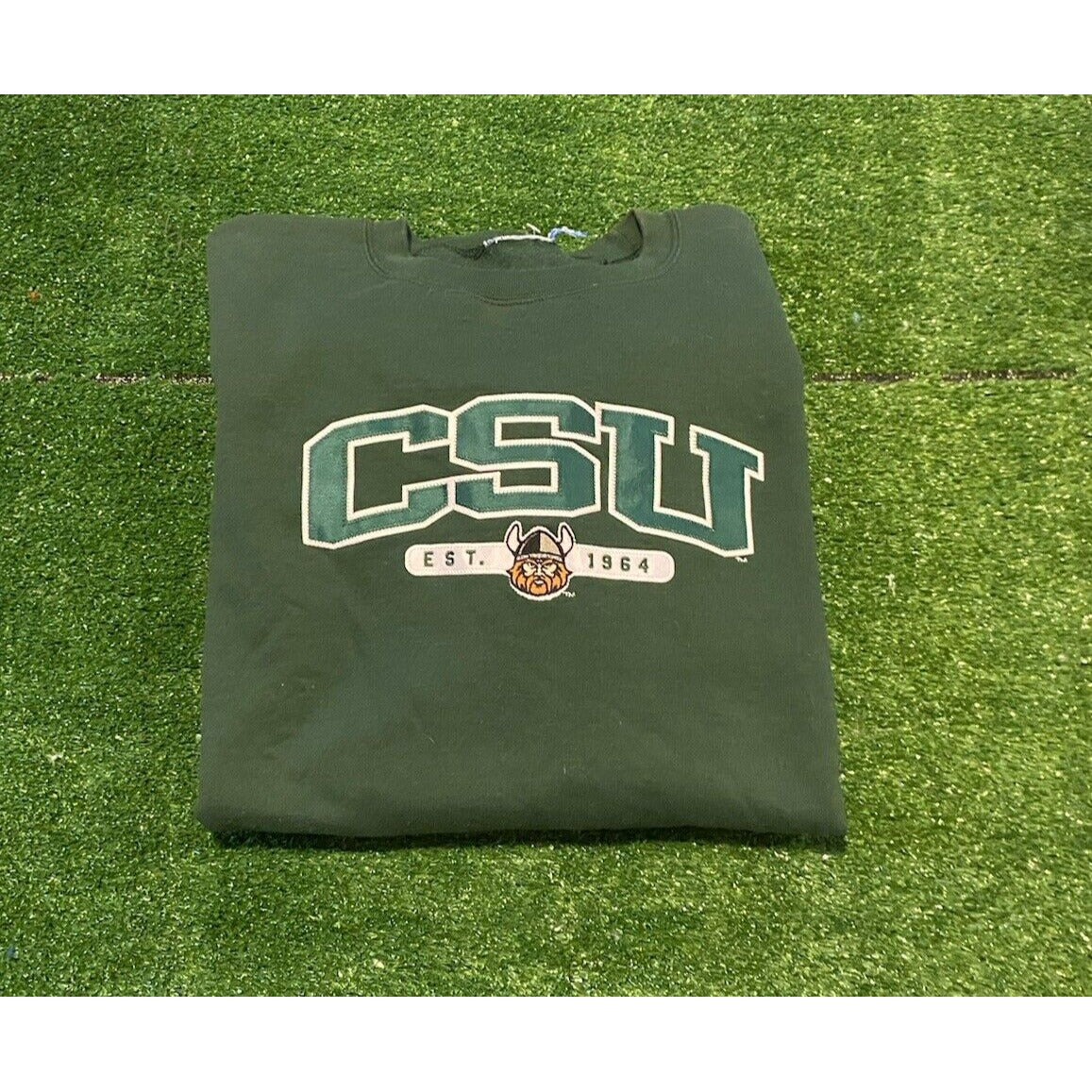 Vintage Cleveland State Vikings sweatshirt mens extra large green Champion 10