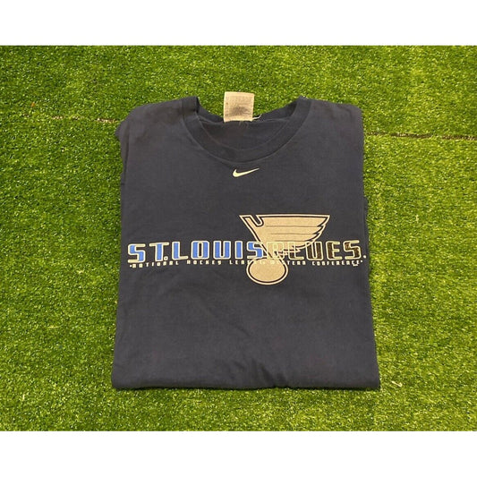 Vintage St Louis Blues shirt mens large blue Nike Center Swoosh hockey NHL 9