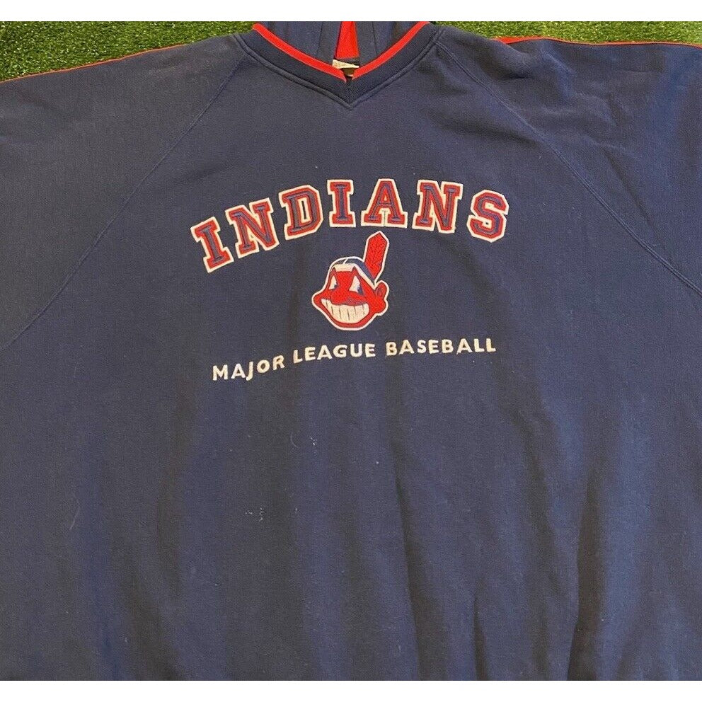 Vintage Cleveland Indians hoodie mens 2XL blue red chief wahoo Lee Sport RK