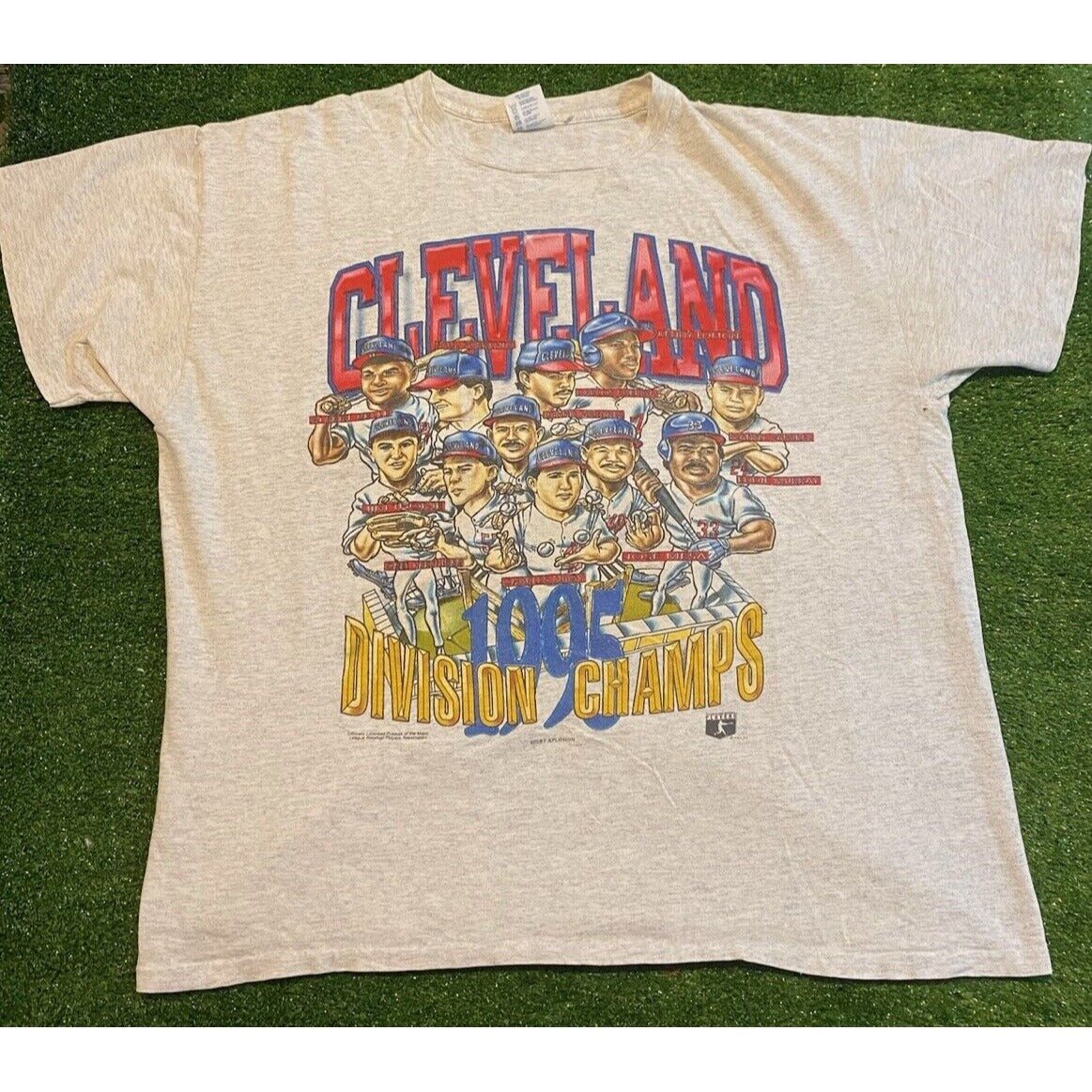 Vintage Cleveland Indians shirt mens large gray caricature playoffs baseball RK