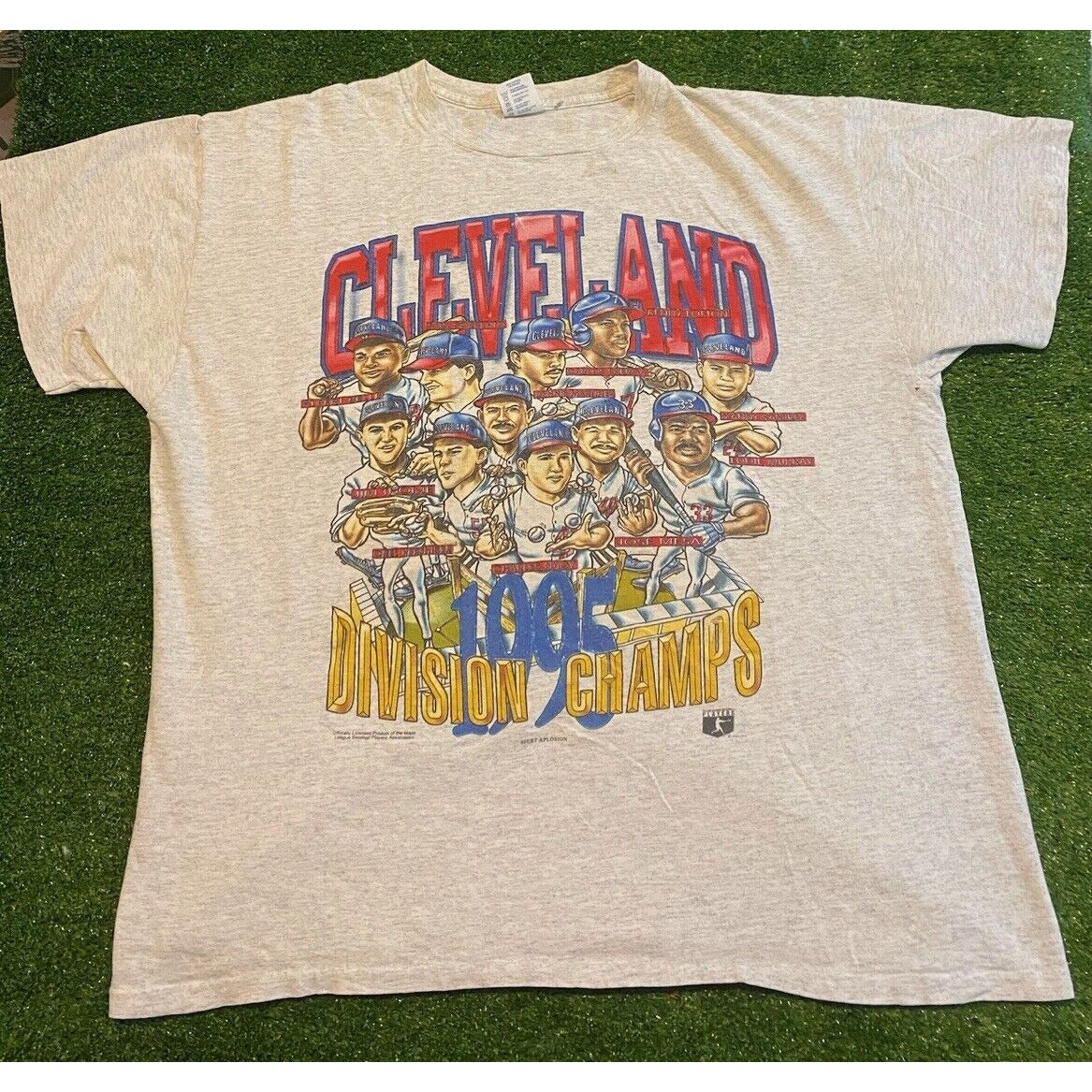 Vintage Cleveland Indians shirt mens large gray caricature playoffs baseball RK