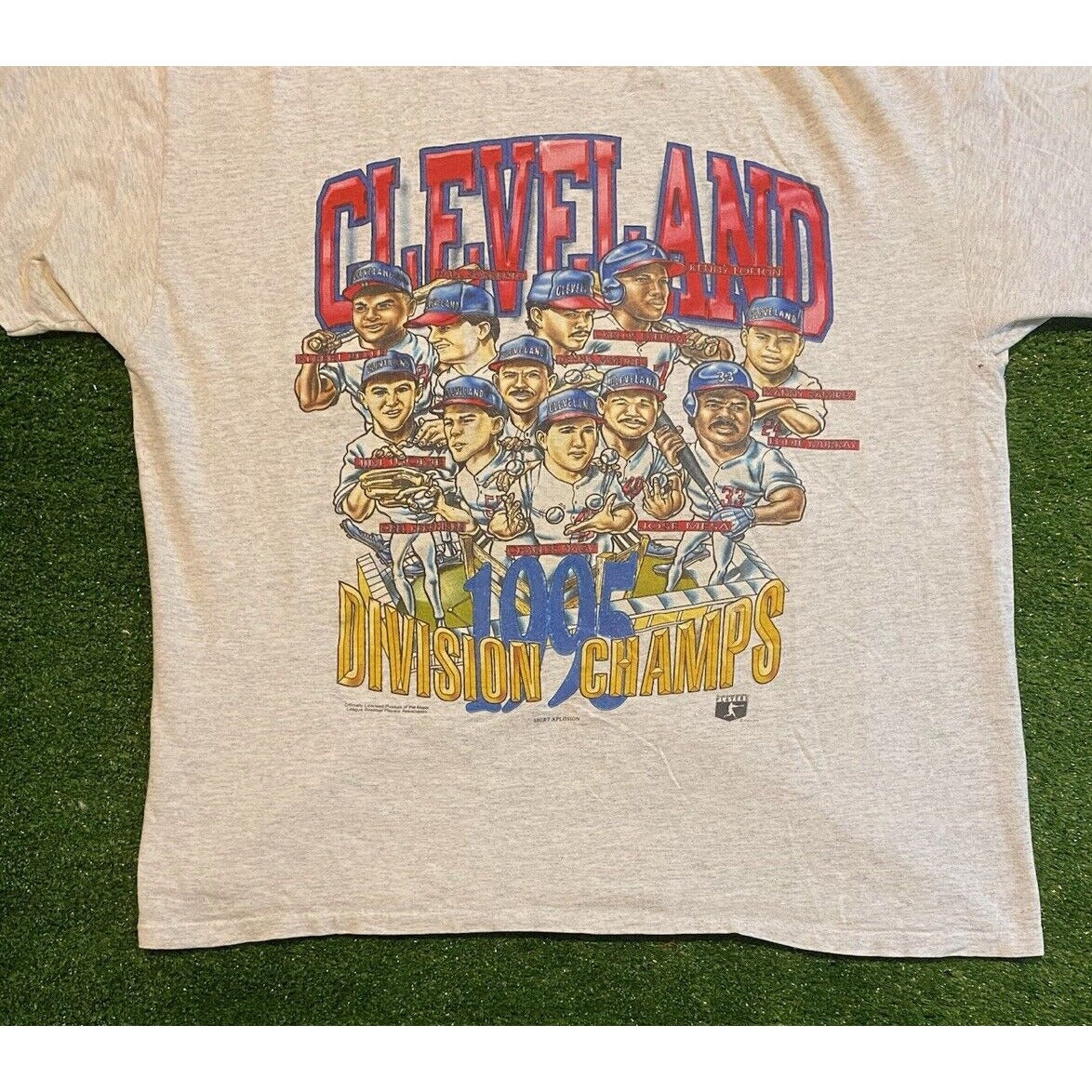 Vintage Cleveland Indians shirt mens large gray caricature playoffs baseball RK