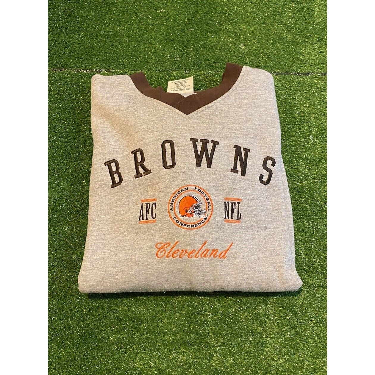 Vintage Cleveland Browns sweatshirt mens XL gray brown crew neck lee sport RK