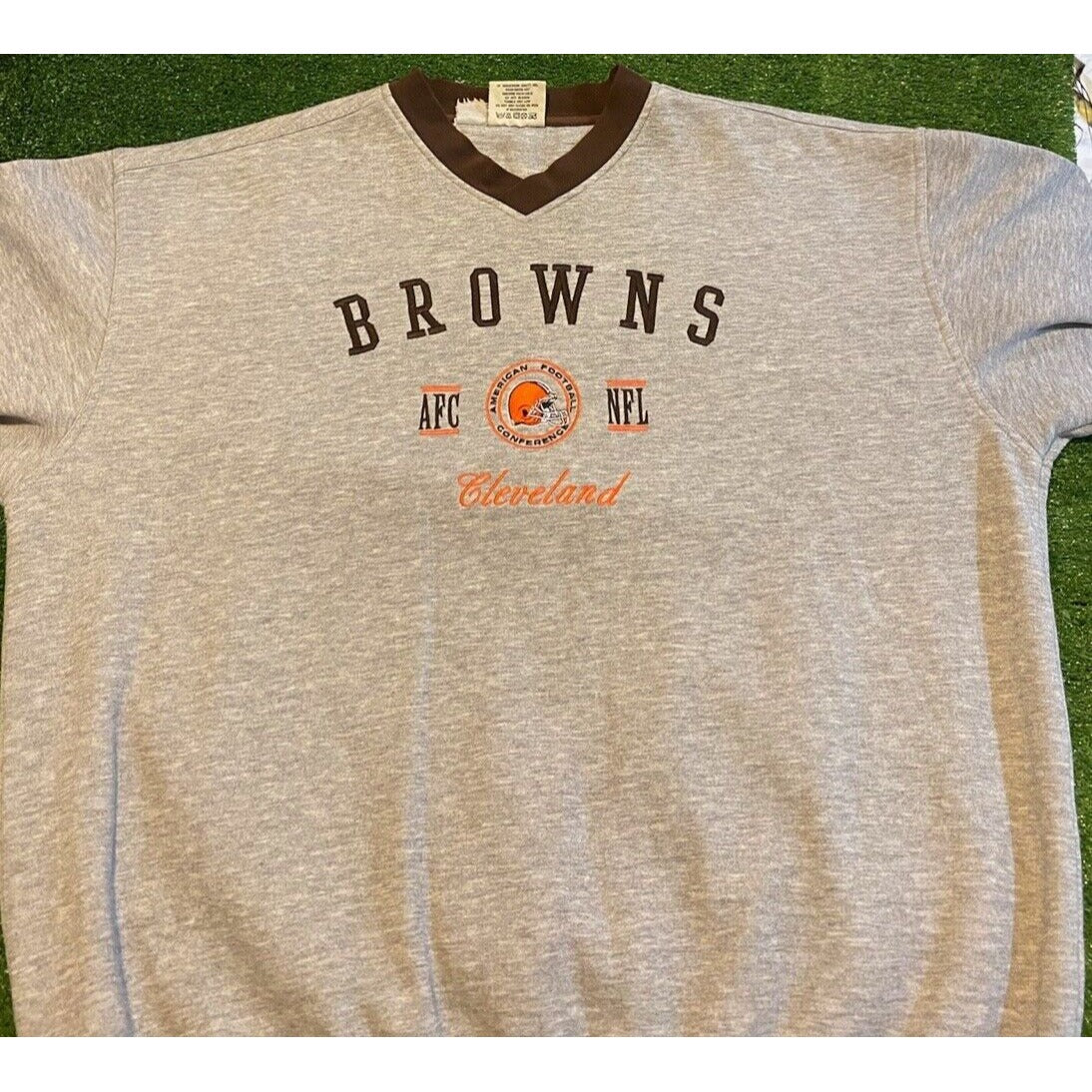 Vintage Cleveland Browns sweatshirt mens XL gray brown crew neck lee sport RK