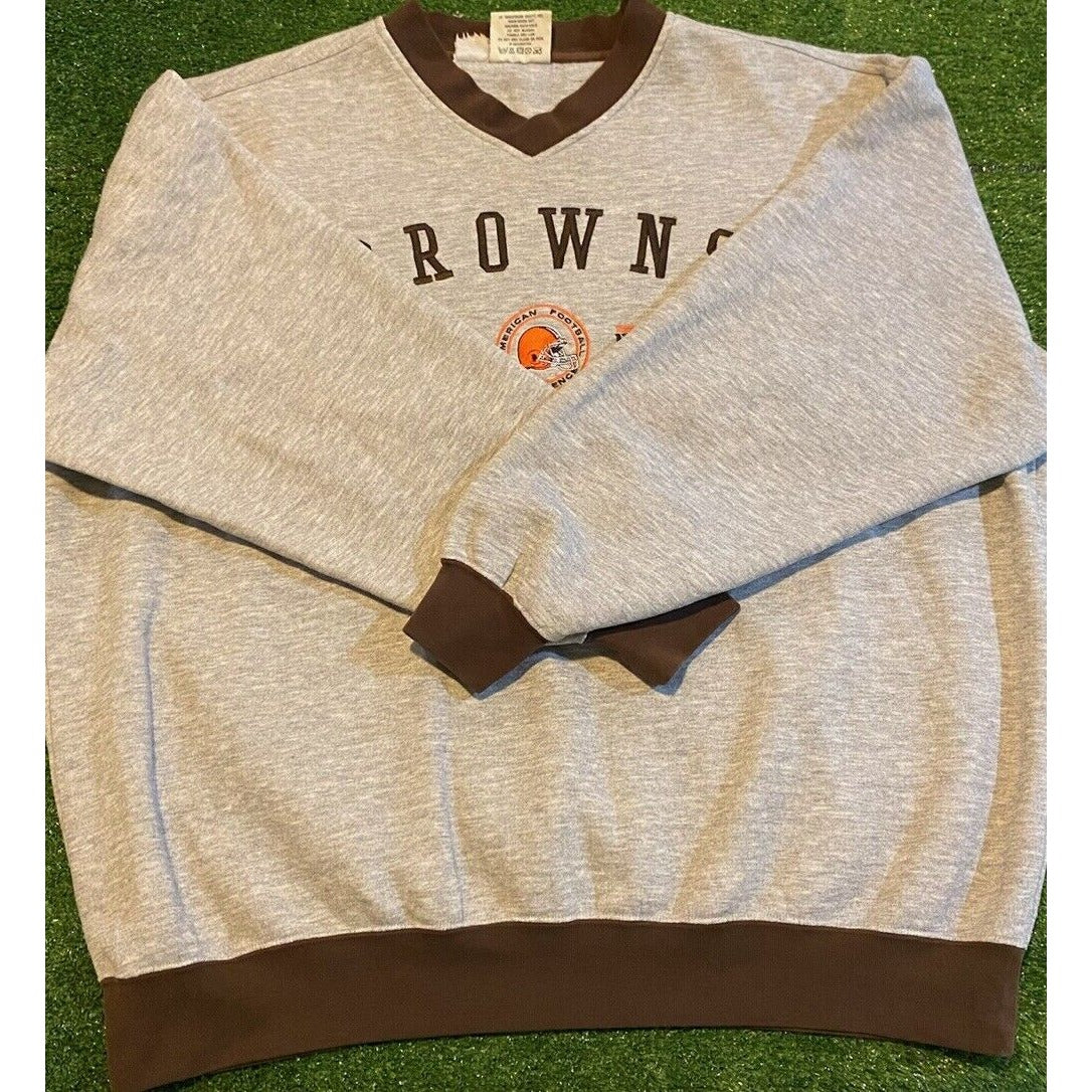 Vintage Cleveland Browns sweatshirt mens XL gray brown crew neck lee sport RK