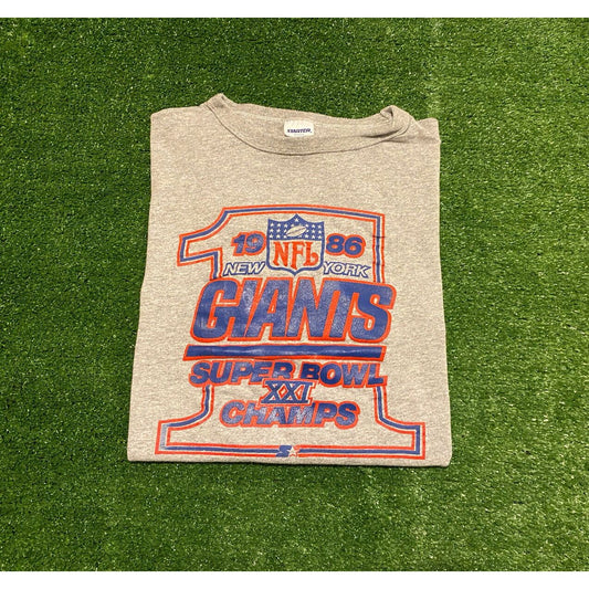 Vintage Starter New York Giants  86 Super Bowl XXI Champs t-shirt XL retro gray