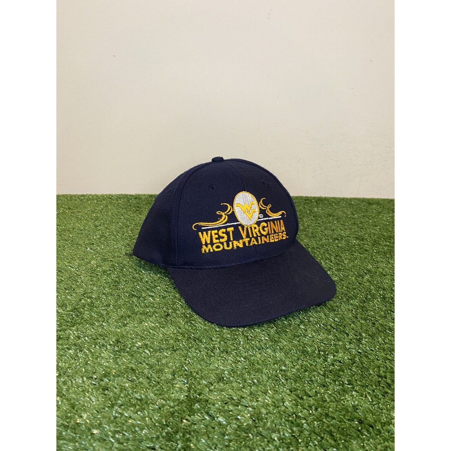 Vintage KC Cap West Virginia Mountaineers WVU split bar snapback hat Wool