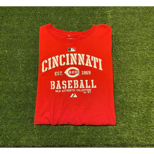 Retro Majestic Authentic Cincinnati Reds arch logo t-shirt size large red