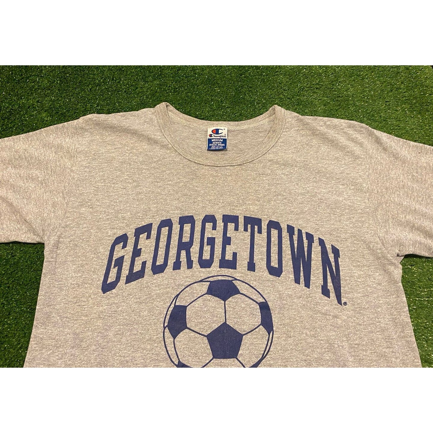 Vintage Georgetown Hoyas tshirt medium Champion gray 90s soccer mens adult