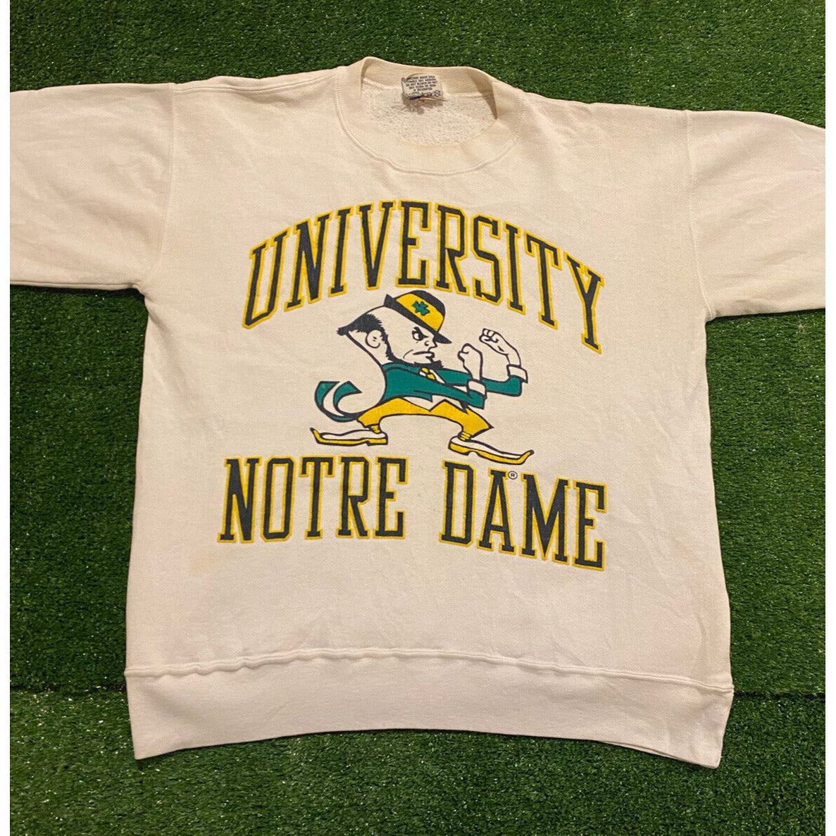 Vintage Notre Dame Fighting Irish sweatshirt mens medium crew neck white 90s