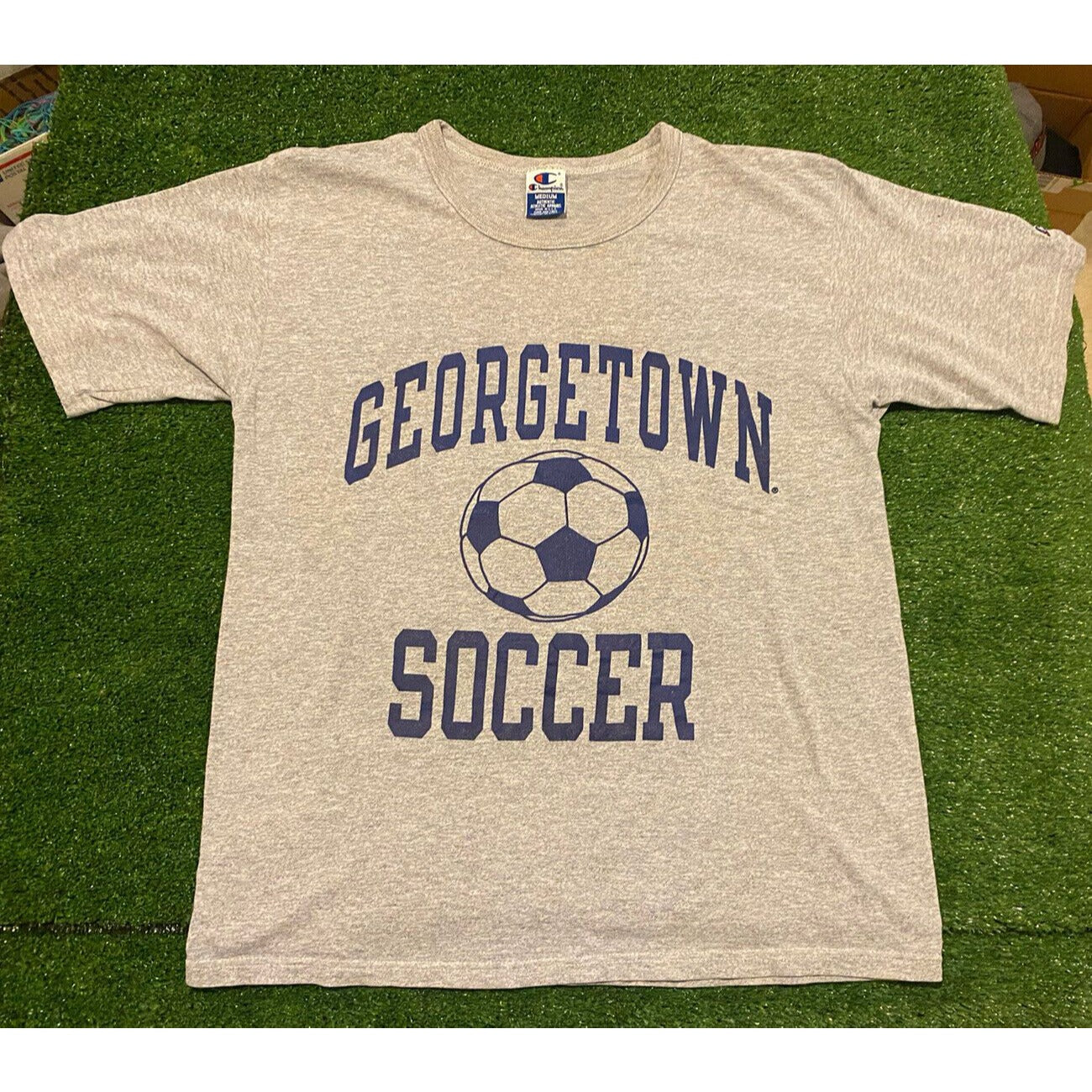 Vintage Georgetown Hoyas tshirt medium Champion gray 90s soccer mens adult