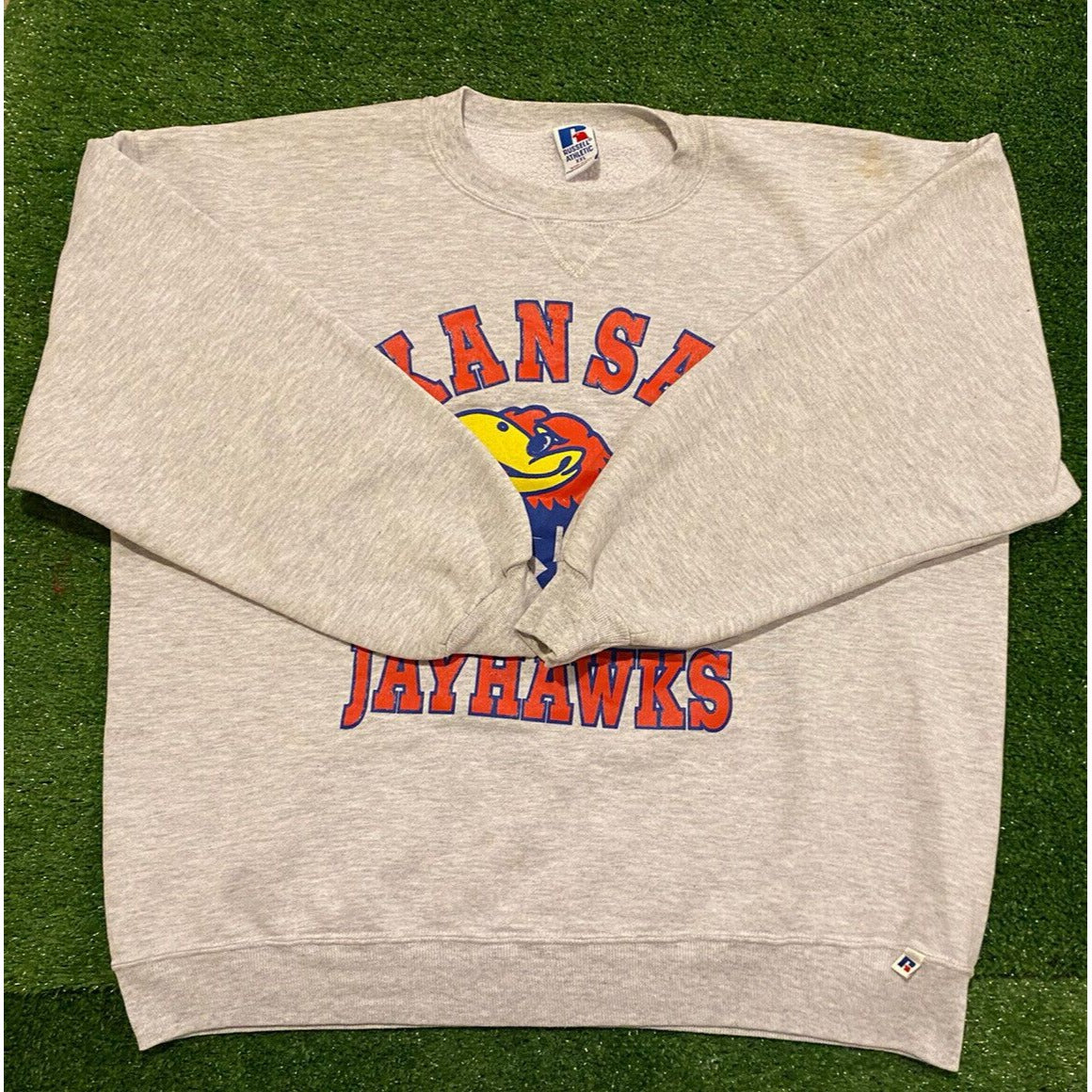 Vintage Kansas jayhawks Sweatshirt Extra Large Gray Adult Crew Neck Mens 90s