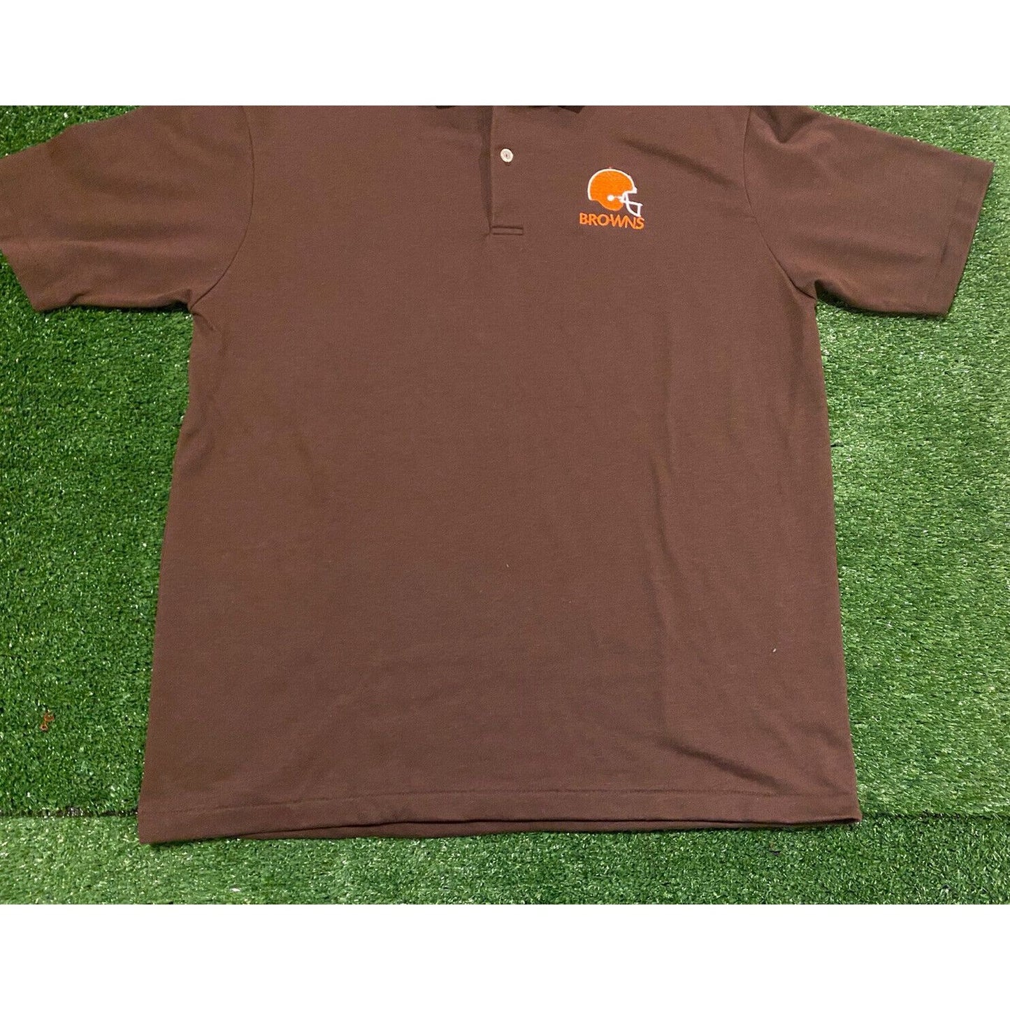 Vintage 1980's Garan Cleveland Browns helmet golf shirt polo medium brown