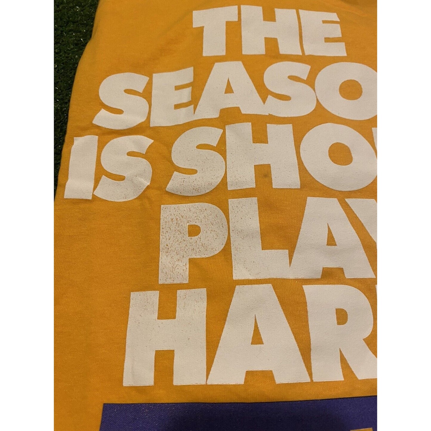 Vintage YTK Reebok LSU Tigers Football Season is short play hard t-shirt XL nwt