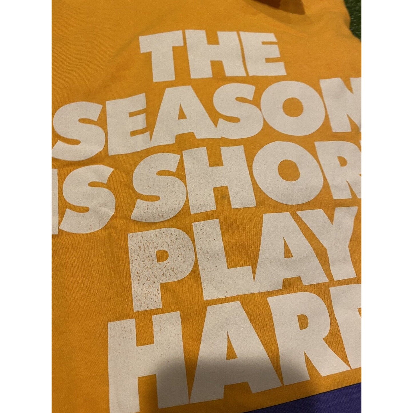 Vintage YTK Reebok LSU Tigers Football Season is short play hard t-shirt XL nwt