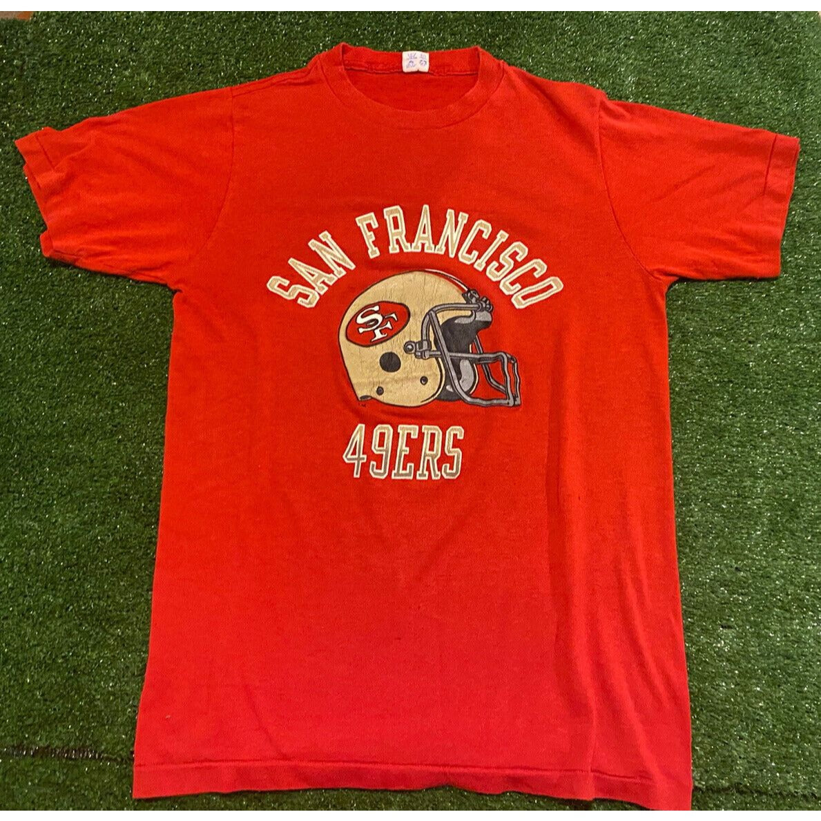 Vintage Champion San Francisco 49ers helmet spell out t-shirt small