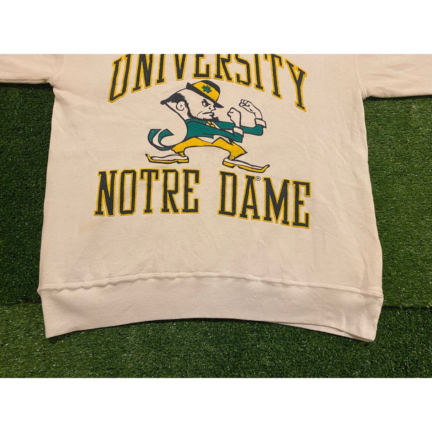 Vintage Notre Dame Fighting Irish sweatshirt mens medium crew neck white 90s