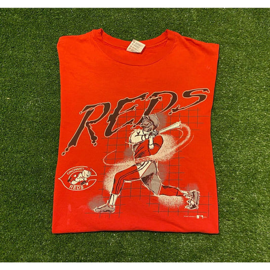 Vintage Hanes Cincinnati Reds player graphic logo spell out t-shirt medium red