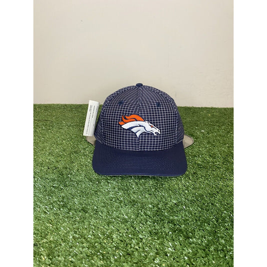 Vintage Logo 7 Denver Broncos logo grid snapback hat NWT blue 1990's