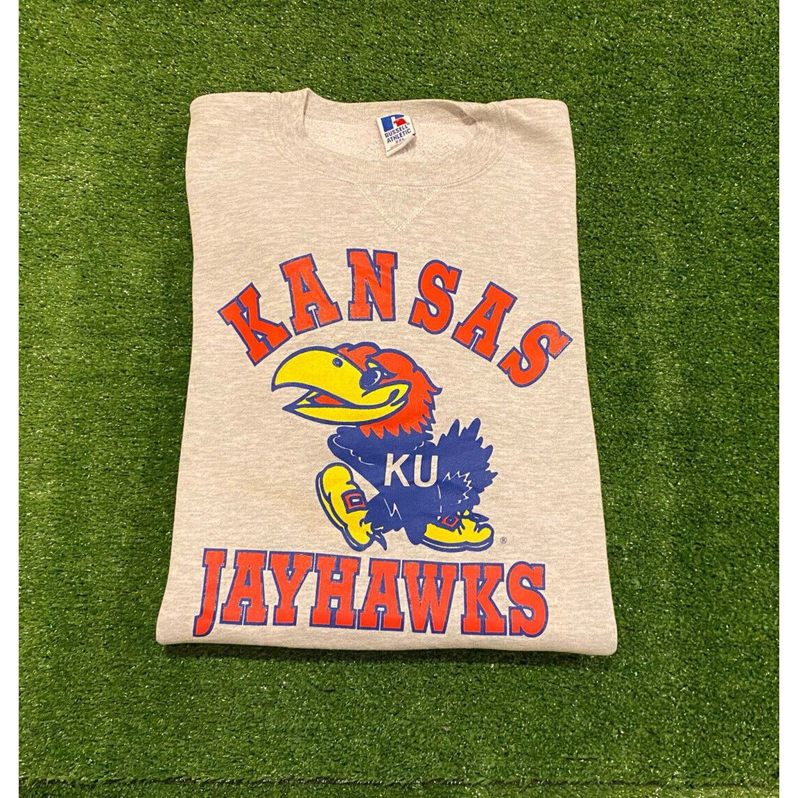 Vintage Kansas jayhawks Sweatshirt Extra Large Gray Adult Crew Neck Mens 90s