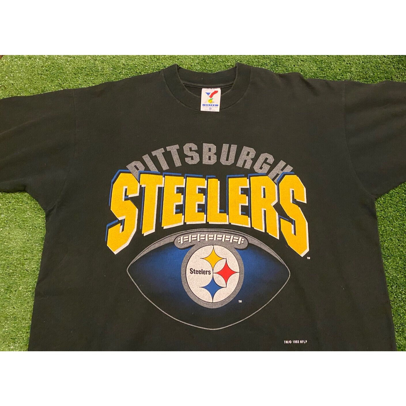 Vintage Artex 1993 Pittsburgh Steelers spell out big print t-shirt black XL