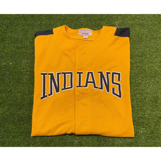 Vintage Starter Cleveland Indians spell out embroidered blank jersey XXL yellow