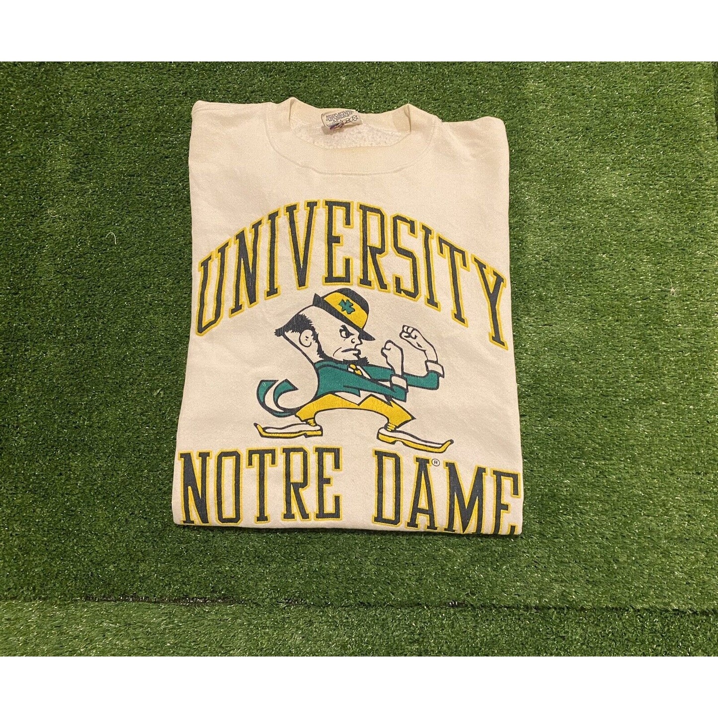 Vintage Notre Dame Fighting Irish sweatshirt mens medium crew neck white 90s