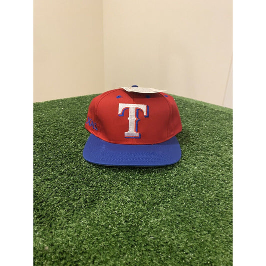 Vintage Twins Enterprise Texas Rangers script T snapback hat red retro