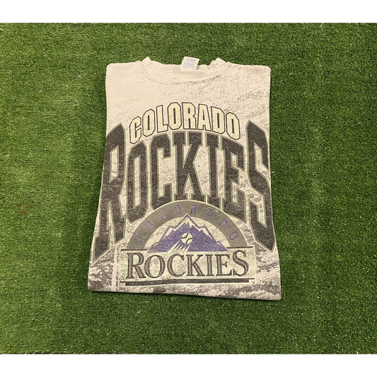 Vintage Jostens Colorado Rockies splash all over print crewneck large 1990 s